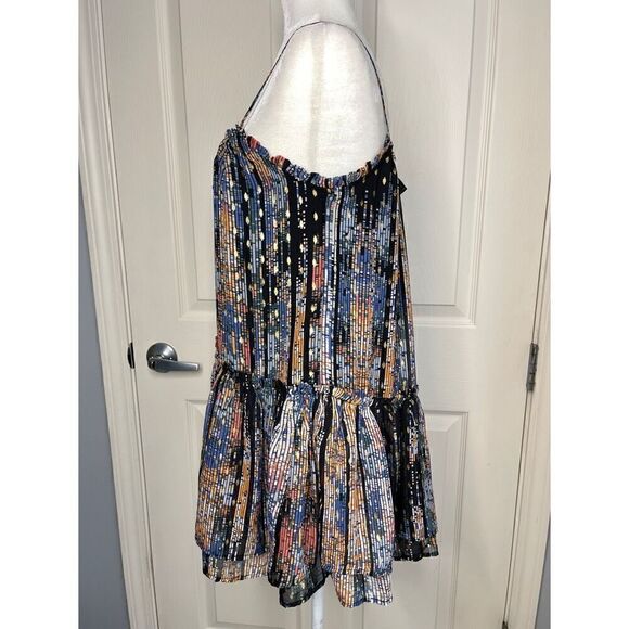 NWT Forever 21 Chiffon Abstract Metallic Mini Dress - Small - Picture 3 of 12